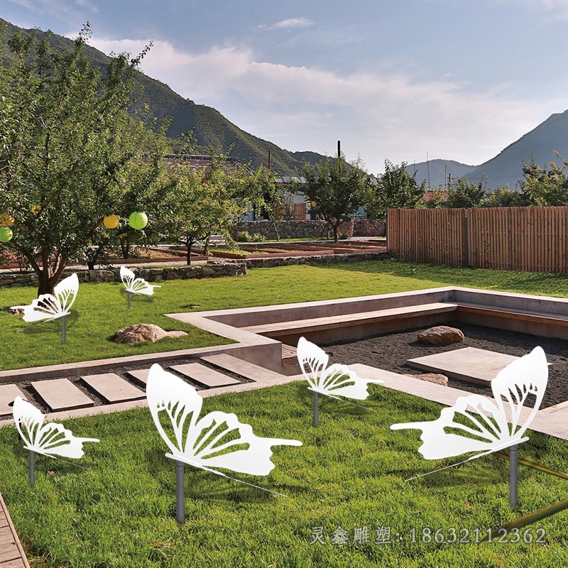 动物蝴蝶广场不锈钢雕塑