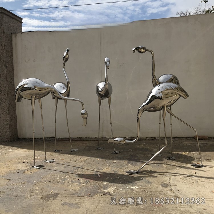 不锈钢火烈鸟公园雕塑