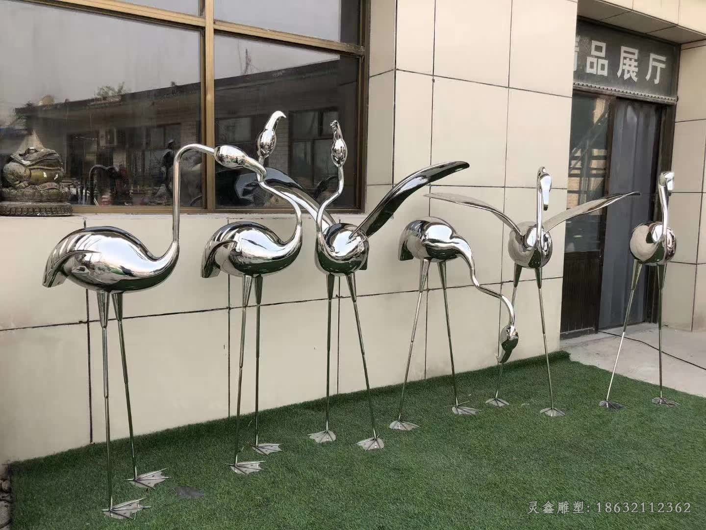 不锈钢火烈鸟小区雕塑