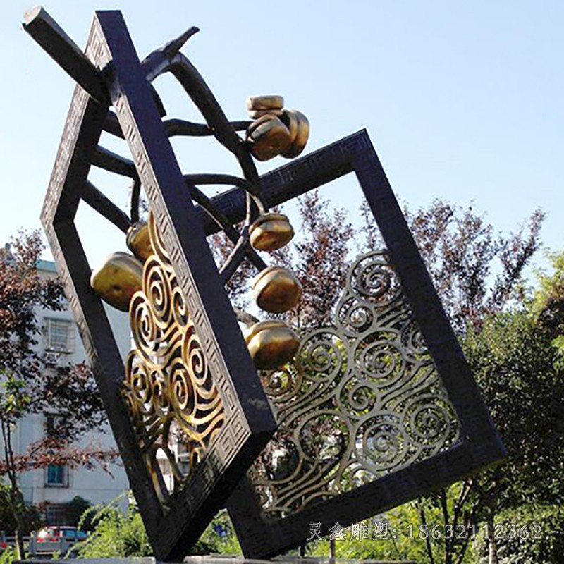 抽象剪纸不锈钢景观雕塑