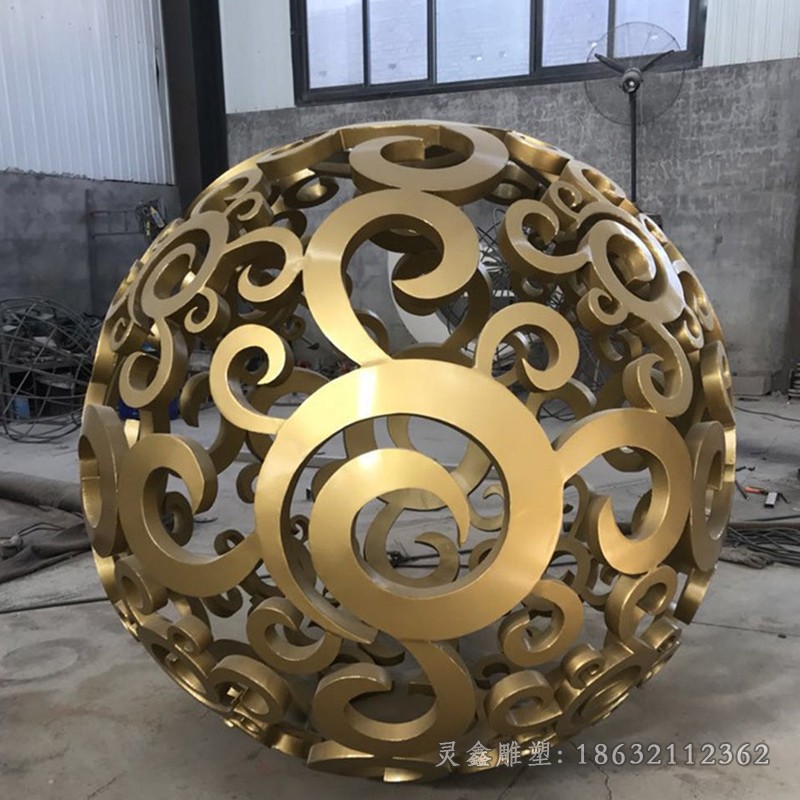 镂空球小区不锈钢雕塑