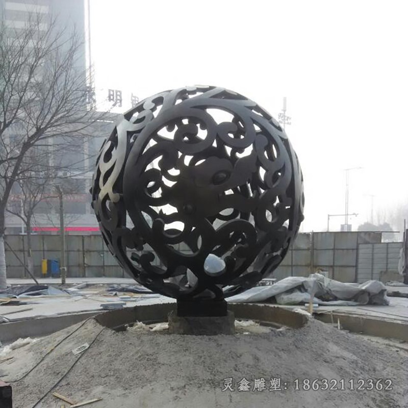 抽象镂空球校园不锈钢雕塑