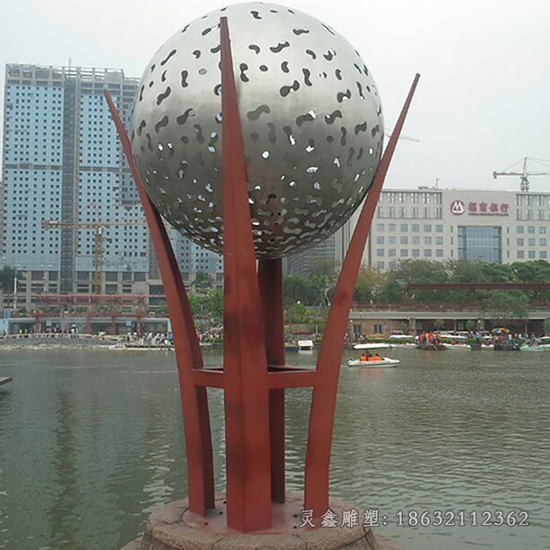 抽象镂空球庭院不锈钢雕塑