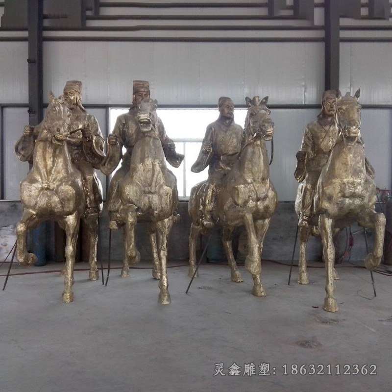 古代人物骑马景观铜雕
