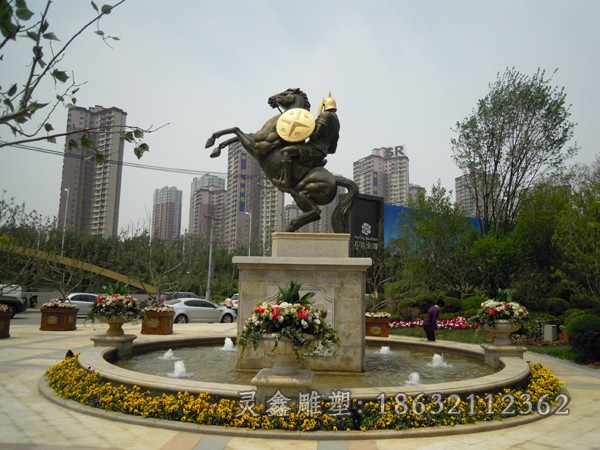 骑马人物景观城市铜雕