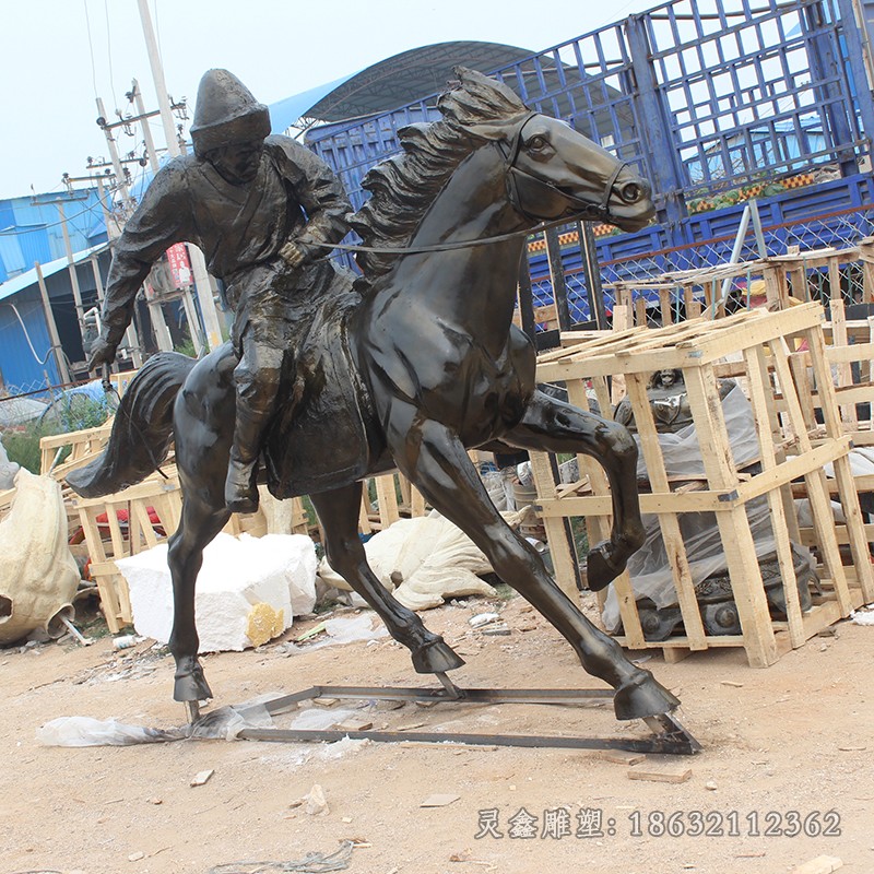 骑马人物景观户外铜雕