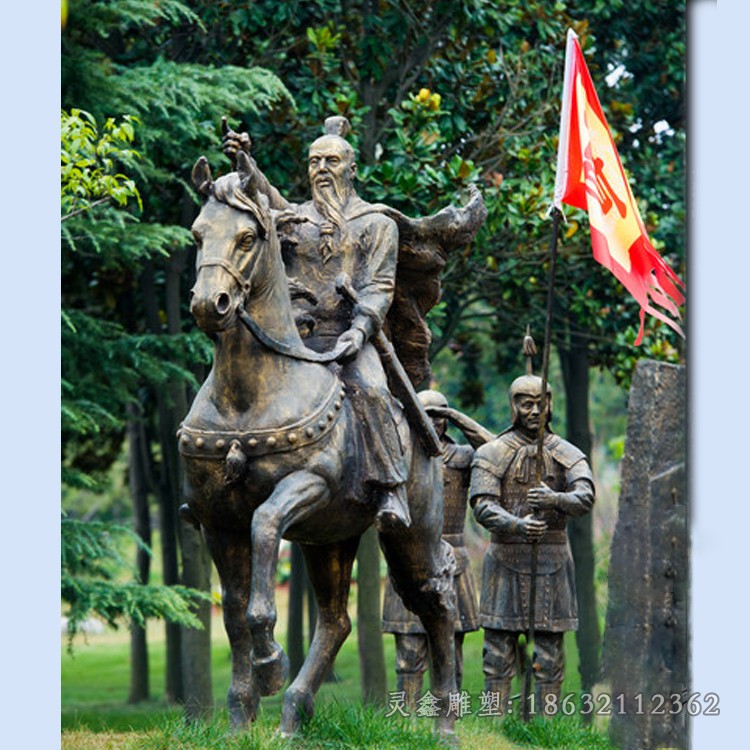 骑马人物景观小区铜雕