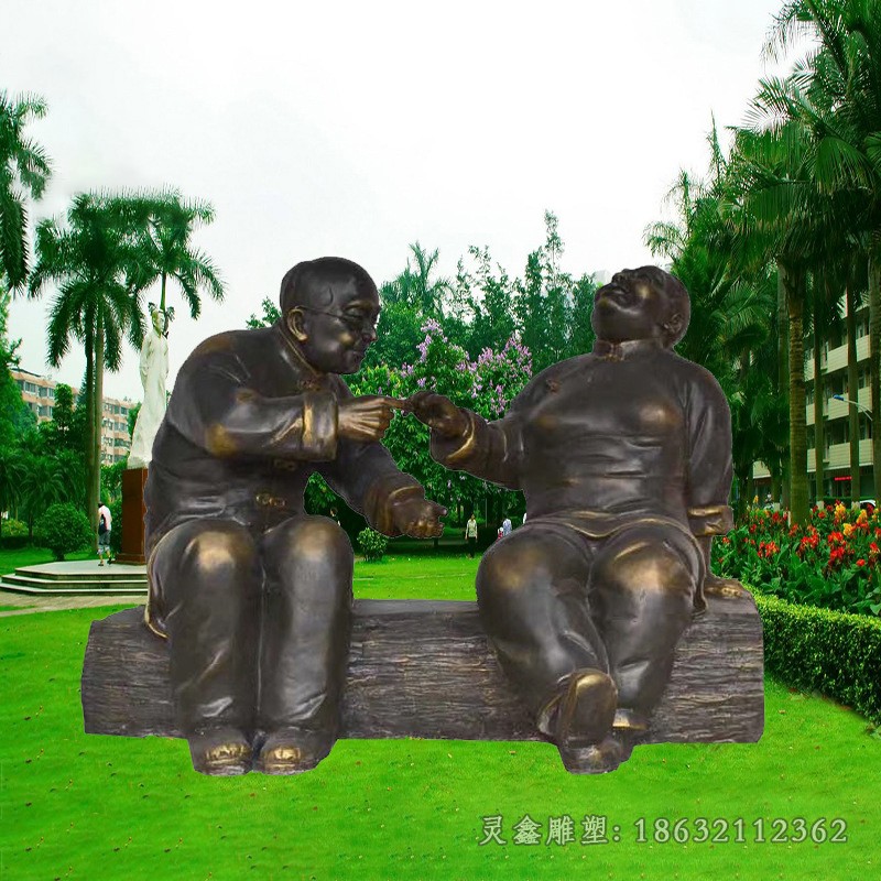 老夫妻带戒指小品铜雕