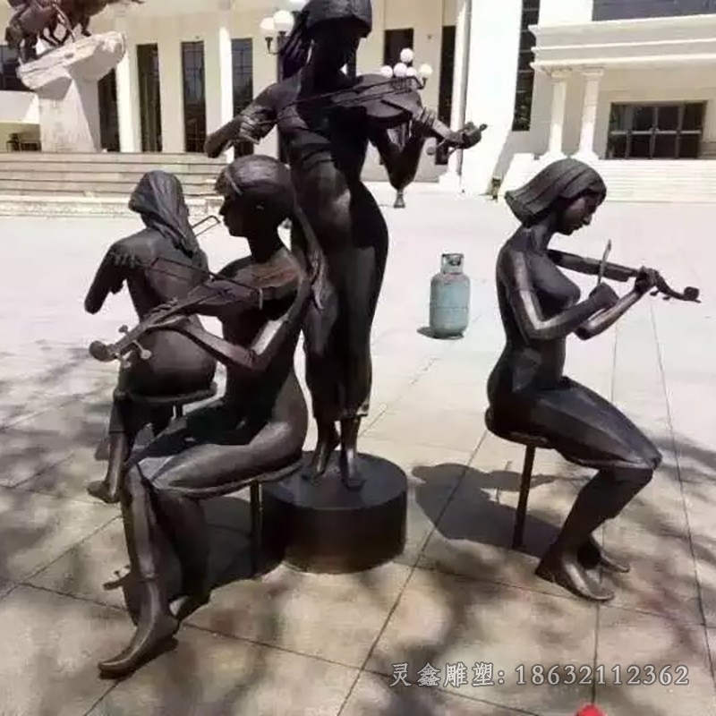 弹吉他小区人物铜雕