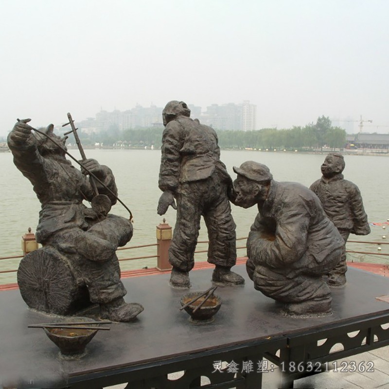 弹奏乐曲人物景观铜雕