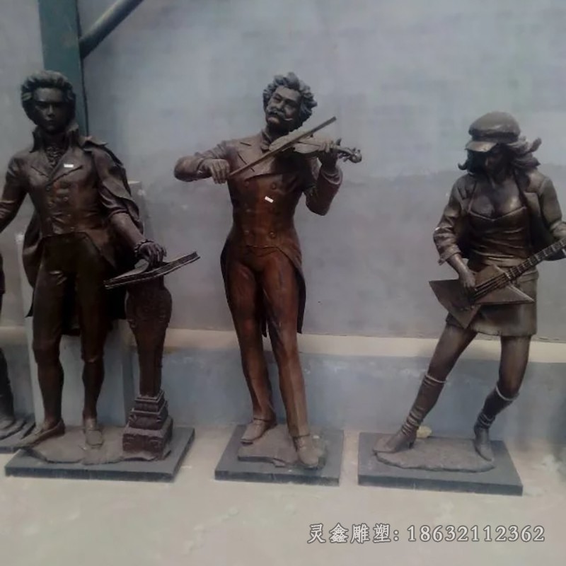 人物弹奏抽象小品铜雕