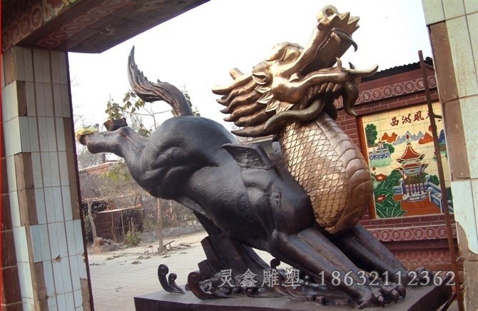 神兽麒麟动物广场铜雕