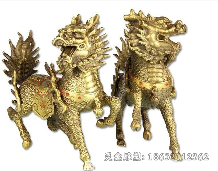 神兽麒麟动物小区铜雕