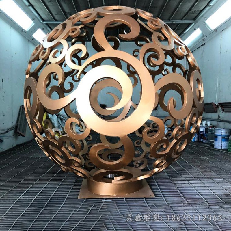 不锈钢户外镂空球雕塑