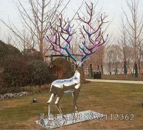 镜面鹿不锈钢城市雕塑