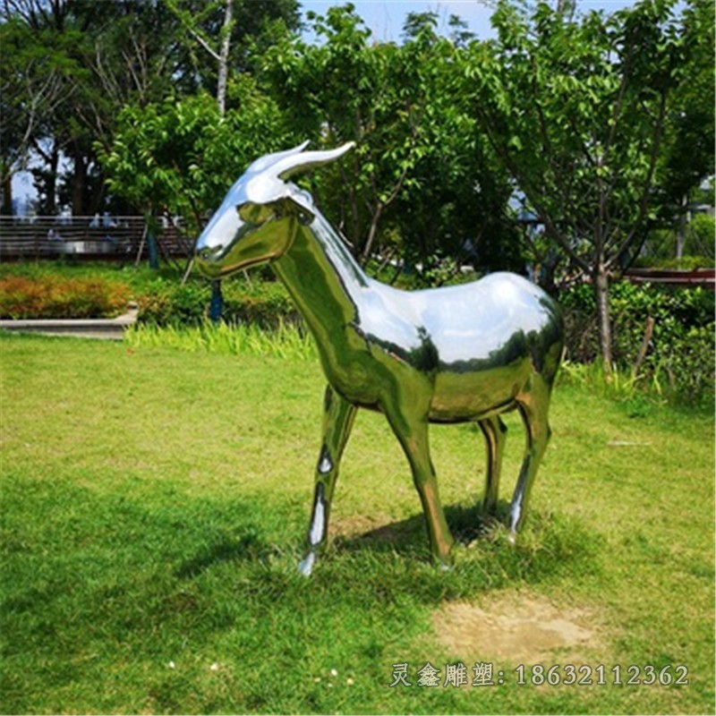 镜面鹿不锈钢园林雕塑