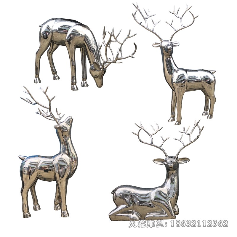 抽象鹿公园不锈钢雕塑