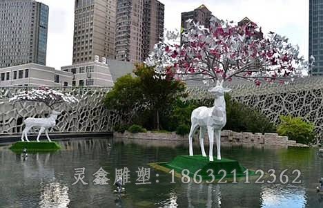 动物小鹿景观不锈钢雕塑