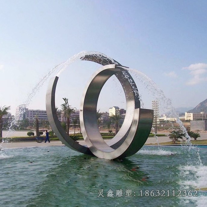 不锈钢喷泉景观别墅雕塑