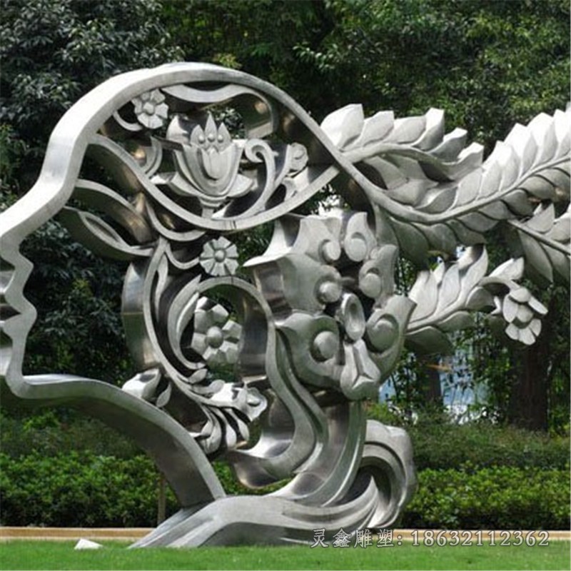 抽象人物头像不锈钢雕塑