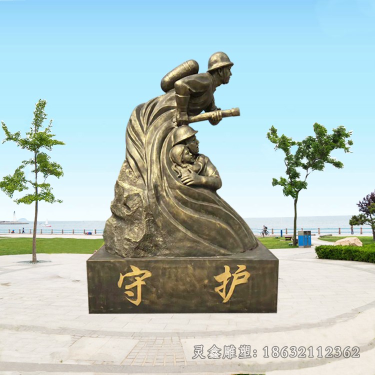 喷水消防员商场铜雕