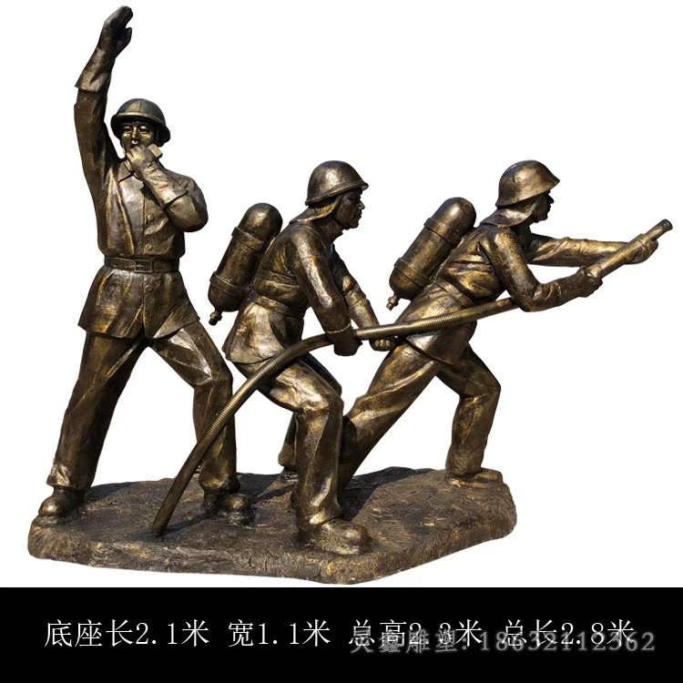 喷水消防员公园人物铜雕