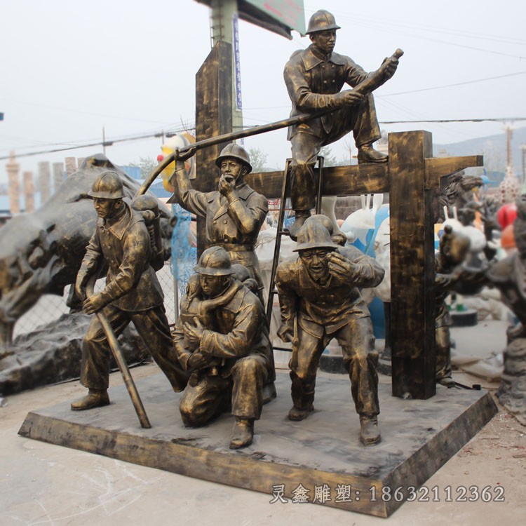 喷水消防员别墅人物铜雕