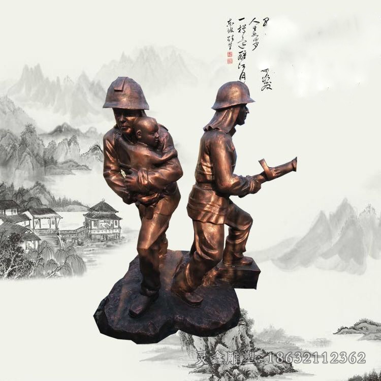 喷水消防员商场人物铜雕
