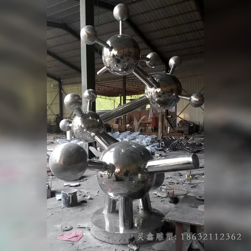 不锈钢抽象原子球景观雕塑