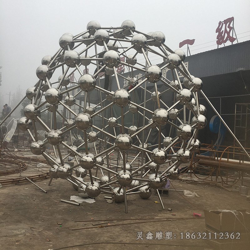 不锈钢原子球标志景观雕塑