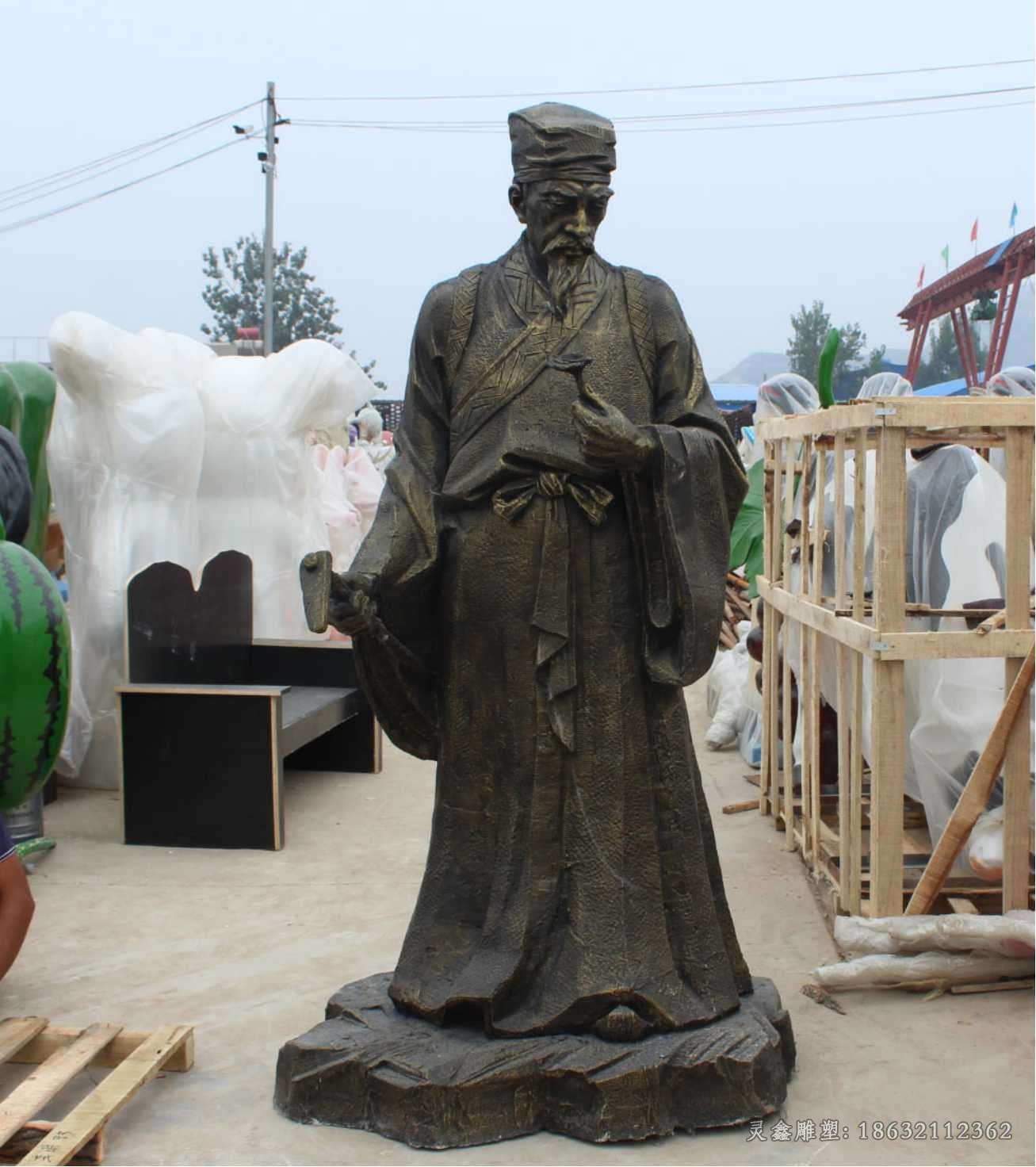 古代李时珍人物景观铜雕