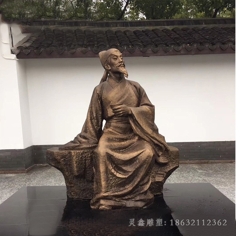 唐代诗人李白人物铜雕