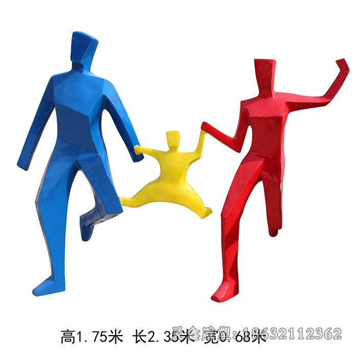不锈钢人物景观彩绘雕塑