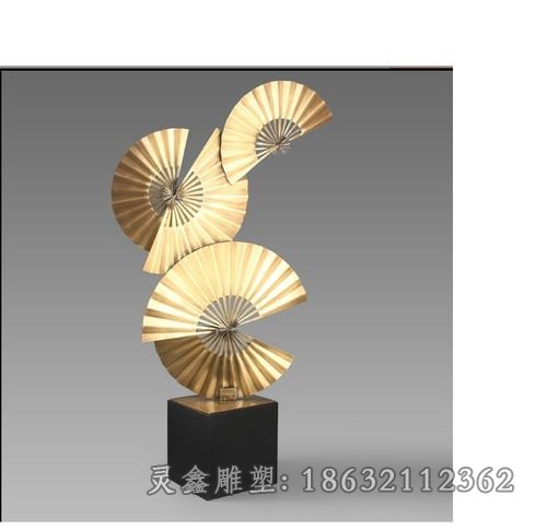 不锈钢抽象扇子校园雕塑