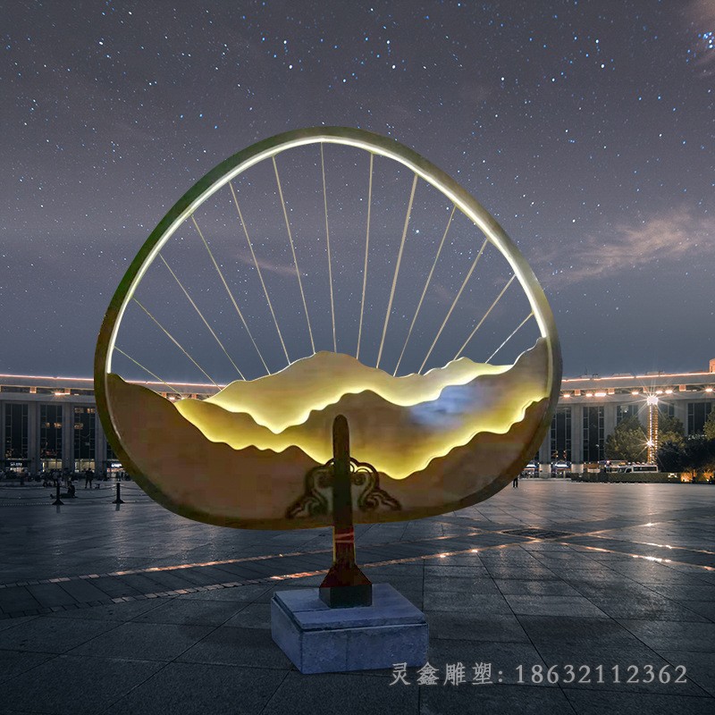 不锈钢抽象扇子景区雕塑