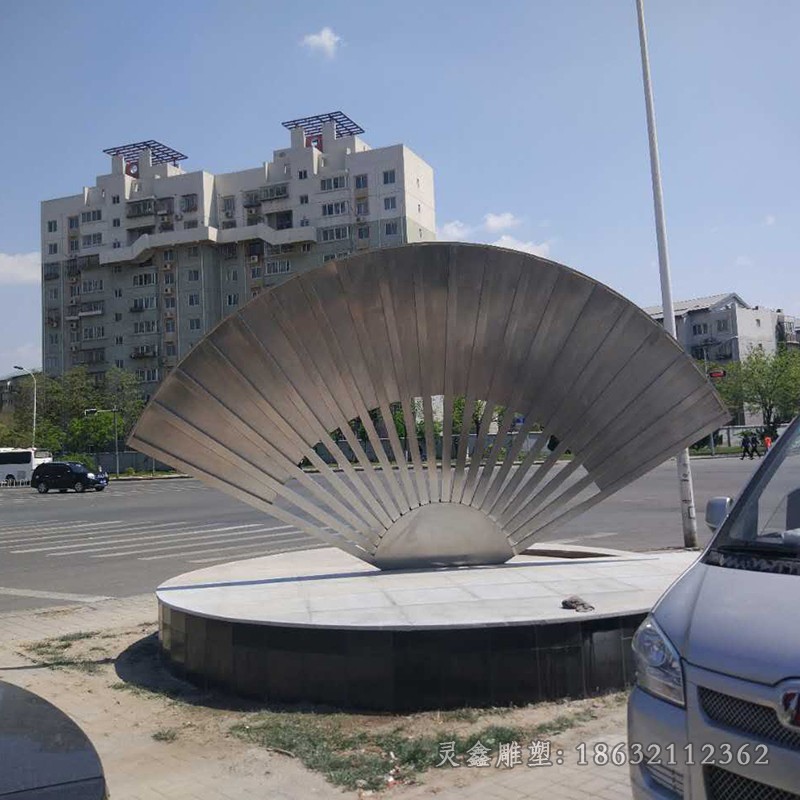 不锈钢抽象扇子别墅雕塑