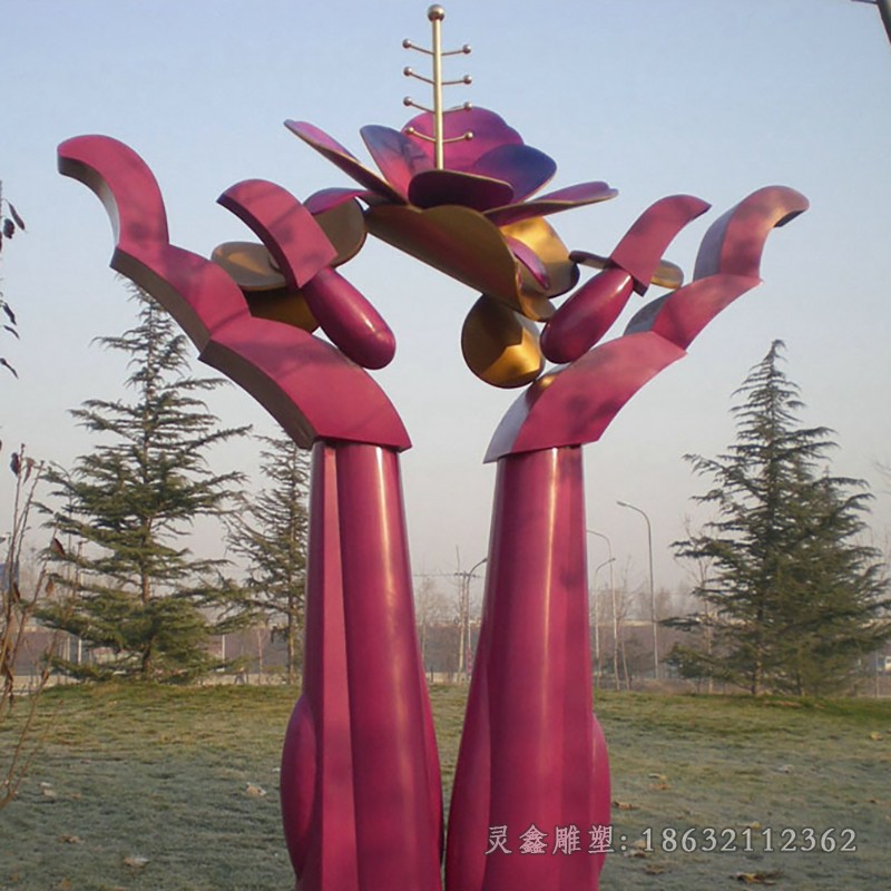 不锈钢抽象手掌园林雕塑