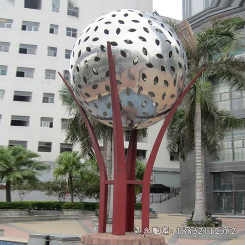 抽象镂空球标志不锈钢雕塑
