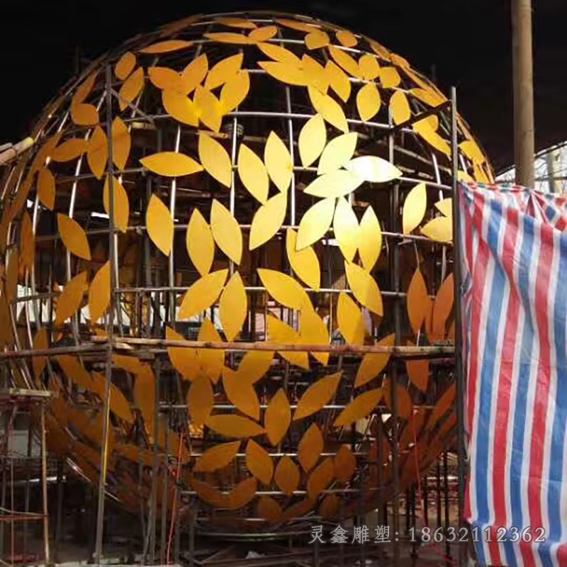 镂空球标志抽象不锈钢雕塑