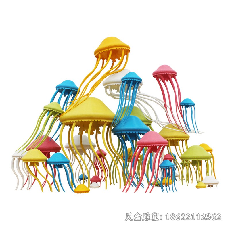 不锈钢彩绘水母景观雕塑
