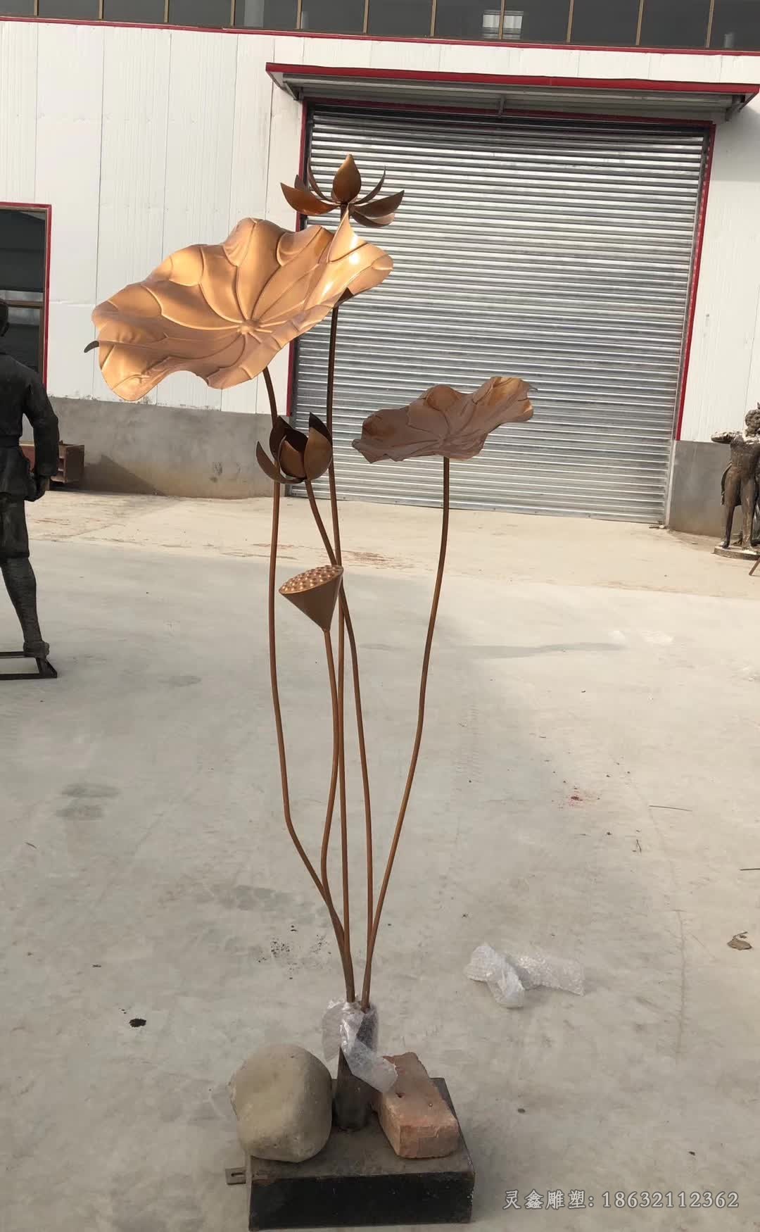 古铜色荷花小区景观铜雕