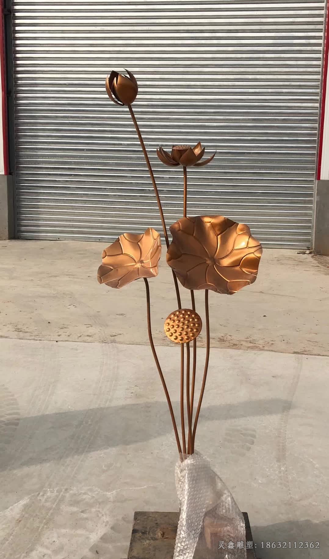 古铜色荷花小区景观铜雕