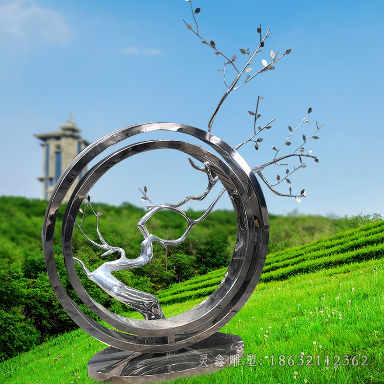 不锈钢镜面树枝景观雕塑