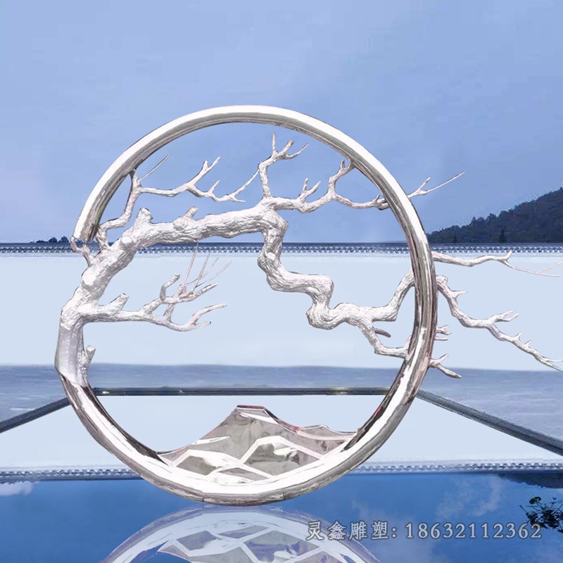 不锈钢镜面树枝标志雕塑