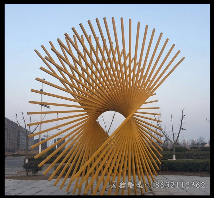 不锈钢彩绘树枝抽象雕塑