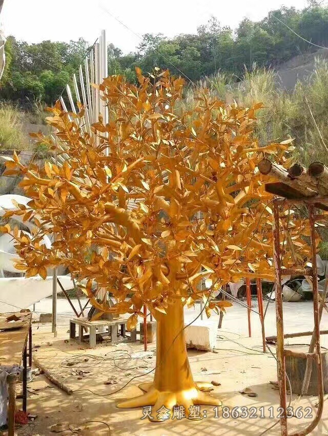 不锈钢彩绘树广场雕塑