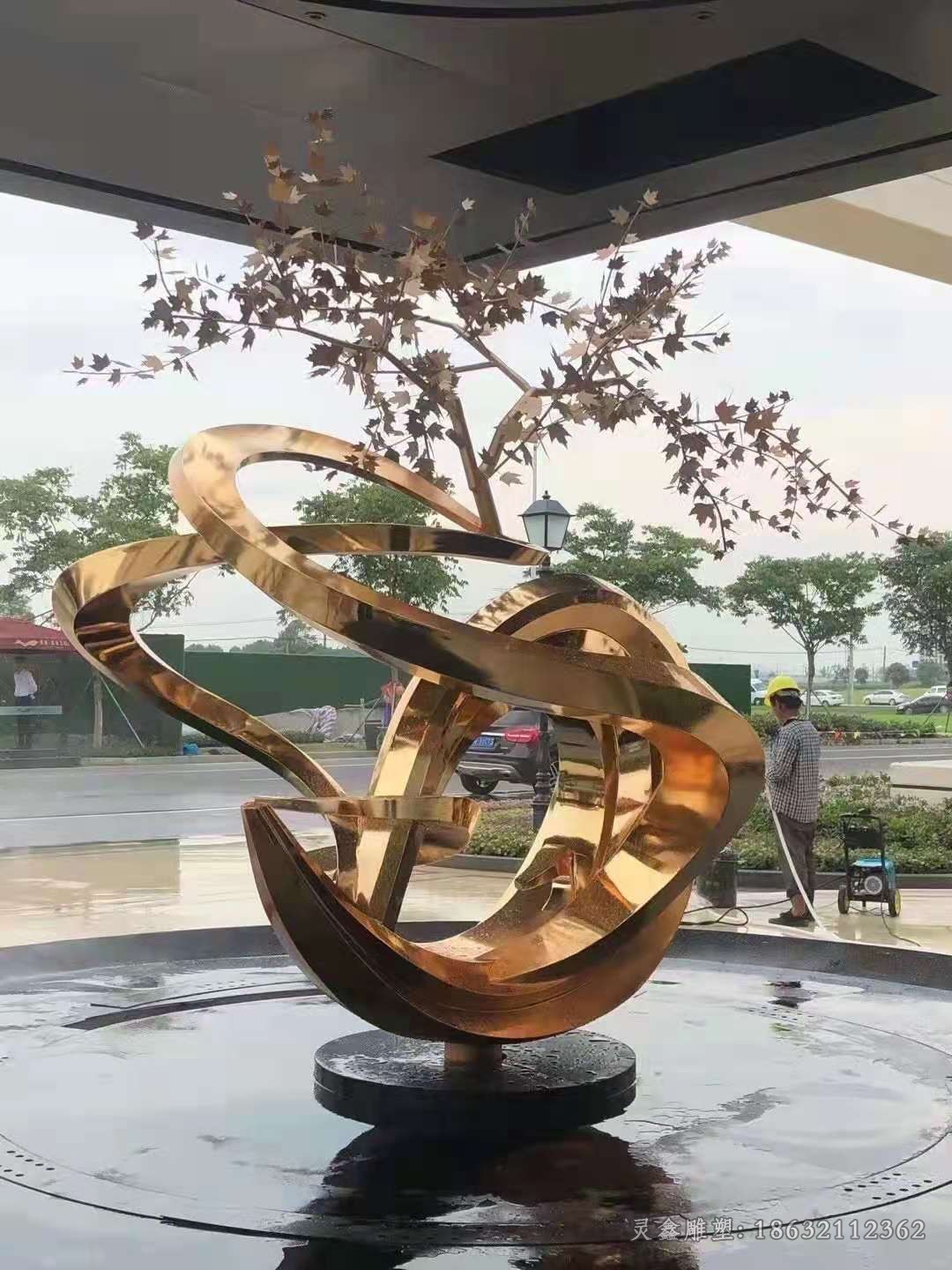 不锈钢抽象树公园雕塑