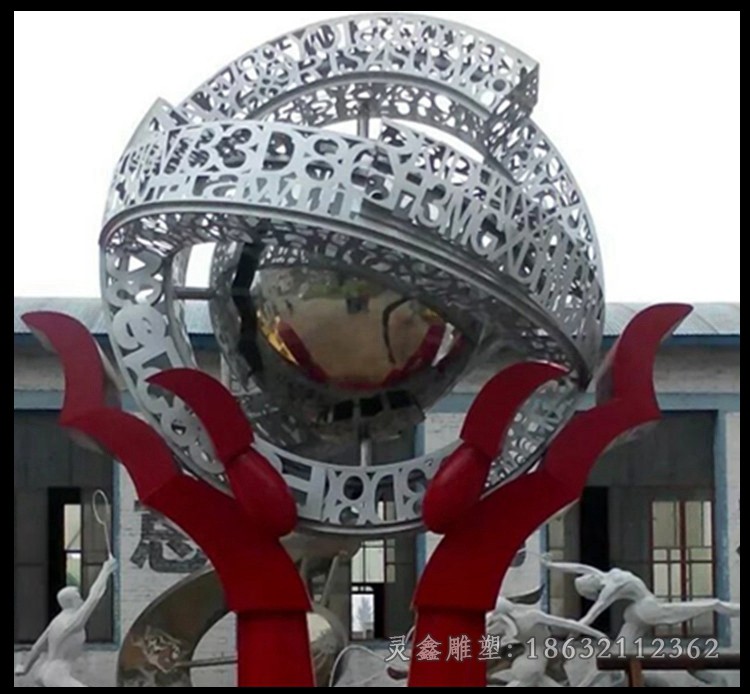 不锈钢数字镂空标志雕塑