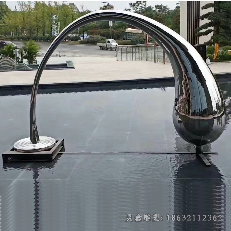 镜面水滴不锈钢小区雕塑