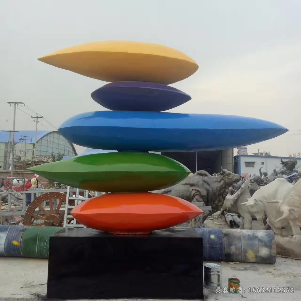 彩绘水滴不锈钢标志雕塑